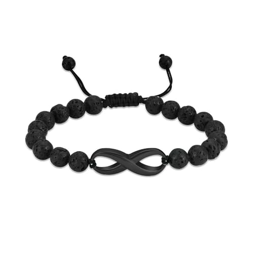 ADENLA Urnenarmband für Asche aus Lavastein, verstellbar, Gedenkarmreif, Aschehalter für geliebte Menschen, Andenkenschmuck, Schwarz von ADENLA