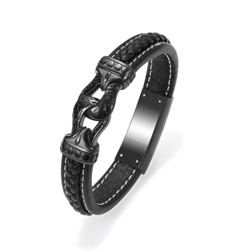 ADENLA Urnenarmband für die Asche von Menschen/Haustieren, Schmuck für Frauen und Männer, Gedenkarmreif, individuell, Schwarz, 22 cm von ADENLA