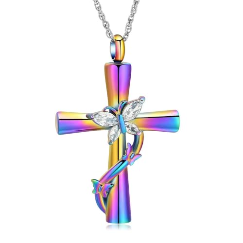 ADENLA Urnenketten für Asche für Frauen Männer Gedenkmedaillons Anhänger mit Gravur „Always in my Mind Forever in my-bunt“ von ADENLA