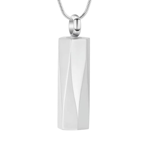 ADENLA Urnenketten für Menschen und Haustiere, Zylinder-Urnenschmuck, Edelstahl, Asche-Anhänger für Frauen und Männer, Andenken, Gedenkschmuck, Stahl von ADENLA