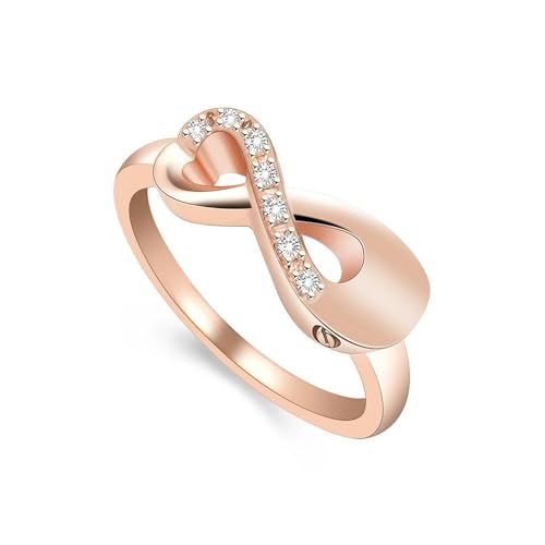 ADENLA Urnenring aus Edelstahl in Bogenform für die Asche von Haustieren/Menschen, Symbol für ewiges Zusammensein, Gedenkschmuck für Frauen, 8, Roségold von ADENLA