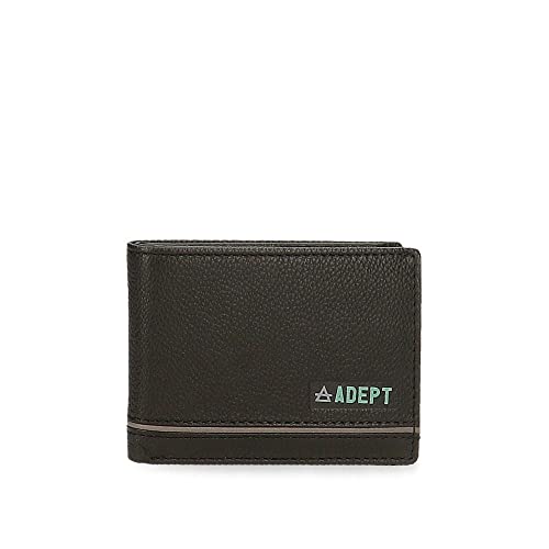 Adept Kurt Horizontale Geldbörse mit Geldbörse Schwarz 11 x 8 x 1 cm Leder, Schwarz, Quertasche mit Geldbörse von ADEPT
