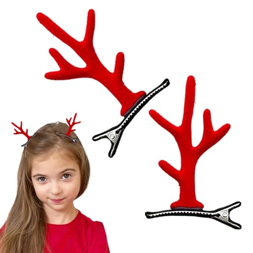 Geweih Weihnachtshaarnadeln,Weihnachtshaarspangen | Geweih-Clip-Nadeln für Mädchen-Haare | Tragbare Haarspangen mit Rentiergeweih, Ohren, Geburtstagsgeschenk für Familienfrauen Adern von ADERN