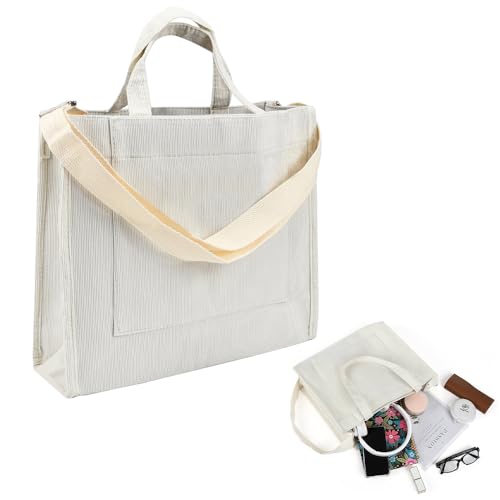 ADERTOS Cord Tasche Damen Handtasche Umhängetasche Groß Beige Crossbody Tote Bag Schultertasche Stoff Shopper Tasche mit Verstellbarer Schultergurt für Alltag Schule Reisen Einkaufen (32 * 28 * 10cm) ADERTOS Cord Tasche Damen Handtasche Umhängetasche Groß Beige Crossbody Tote Bag Schultertasche Stoff Shopper Tasche mit Verstellbarer Schultergurt für Alltag Schule Reisen Einkaufen (32 * 28 * 10cm) von ADERTOS