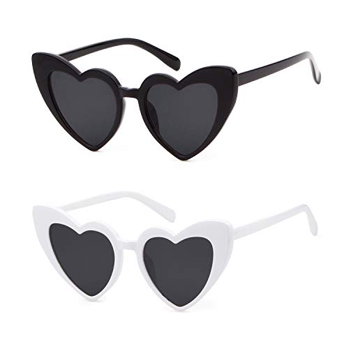 ADEWU Herz Sonnenbrille Hochzeit Retro Brille Unisex Herzform UV-Schutz Partybrille Damen Mode von ADEWU