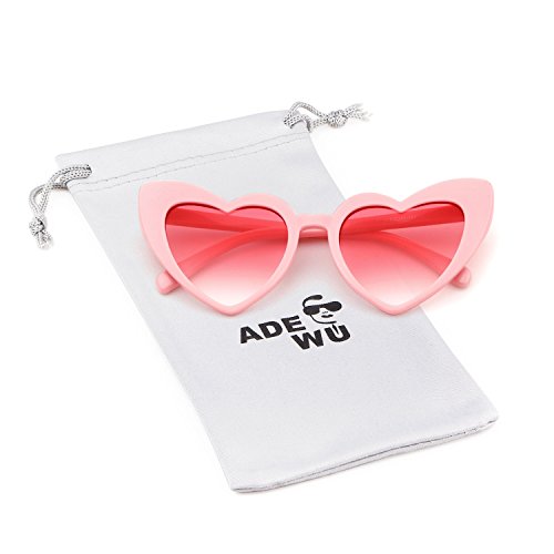 ADEWU Herz Sonnenbrille Hochzeit Retro Brille Unisex Herzform UV-Schutz Partybrille Damen Mode von ADEWU