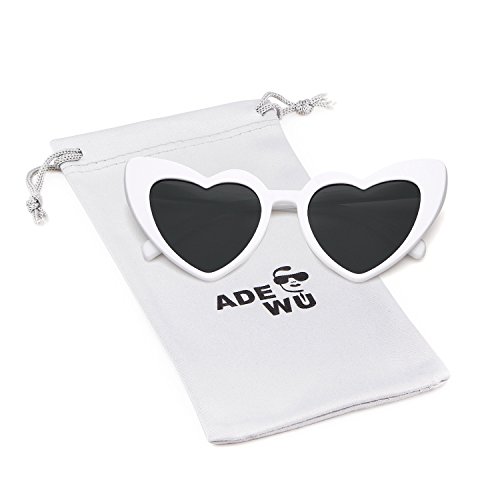 ADEWU Herz Sonnenbrille Hochzeit Retro Brille Unisex Herzform UV-Schutz Partybrille Damen Mode von ADEWU
