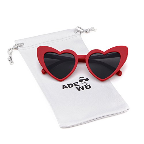 ADEWU Herz Sonnenbrille Hochzeit Retro Brille Unisex Herzform UV-Schutz Partybrille Damen Mode von ADEWU