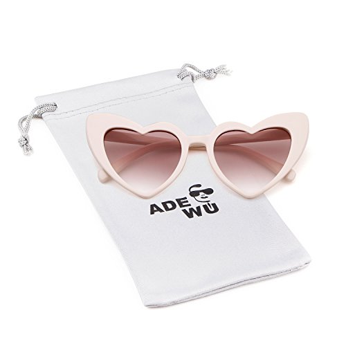 ADEWU Herz Sonnenbrille Hochzeit Retro Brille Unisex Herzform UV-Schutz Partybrille Damen Mode von ADEWU