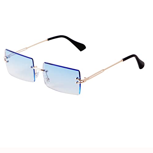 ADEWU Rechteckige Randlose Sonnenbrille Damen Herren Retro Brille Vintage UV400 Unisex Ultra-Leicht von ADEWU