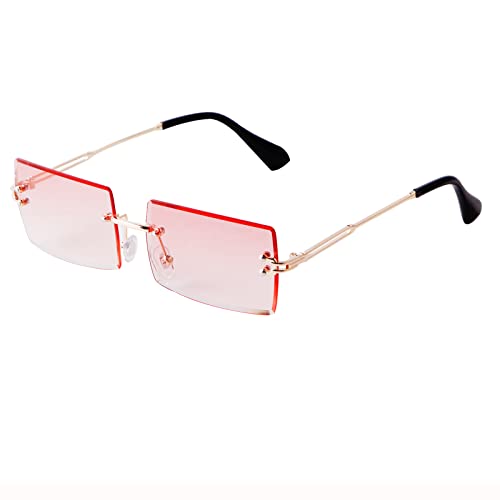 ADEWU Rechteckige Randlose Sonnenbrille Damen Herren Retro Brille Vintage UV400 Unisex Ultra-Leicht von ADEWU