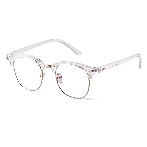 ADEWU Retro Brille Blaulichtfilter Herren Damen Nerd Brille Ohne Stärke Halbrahmen Augenschutz für PC/Tablet/Handy von ADEWU