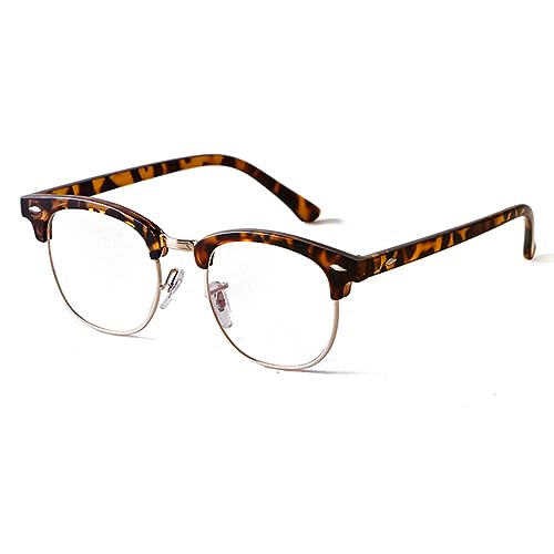 ADEWU Retro Brille Blaulichtfilter Herren Damen Nerd Brille Ohne Stärke Halbrahmen Augenschutz für PC/Tablet/Handy von ADEWU