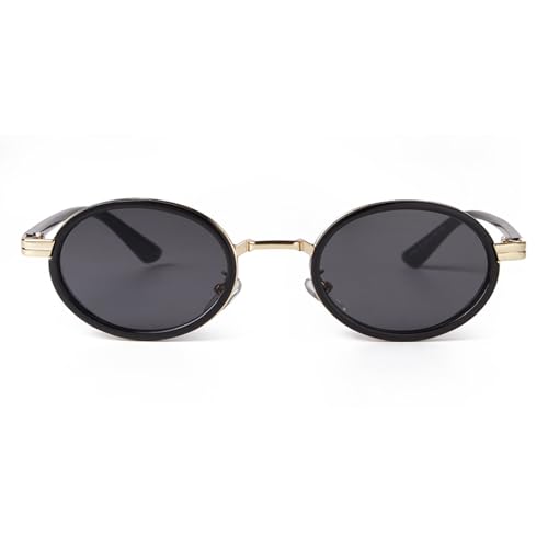 ADEWU Retro Sonnenbrille Damen Oval Vintage Kleine Brille Schmal Vollrand Metall Mode Trendy mit UV Schutz von ADEWU