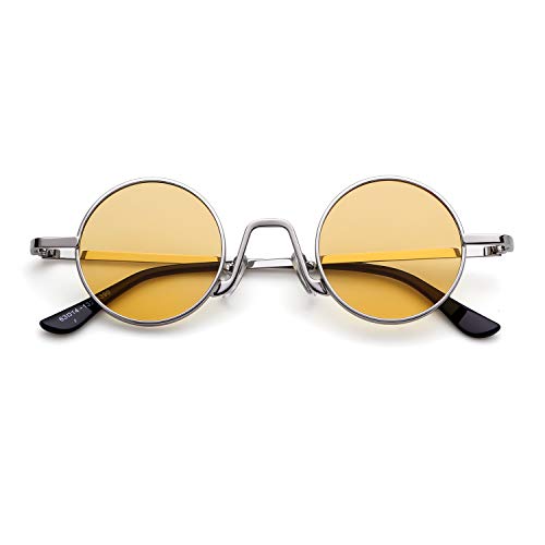 ADEWU Runde Sonnenbrille Hippie Vintage Street Style Cyberpunk Brillen Metallrand für Herren Damen von ADEWU