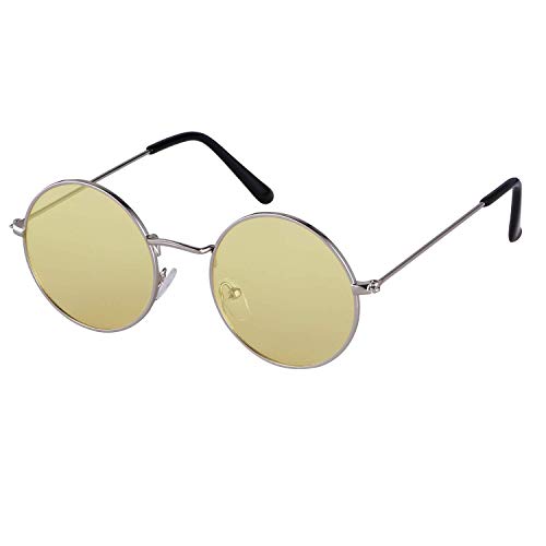 ADEWU Runde Sonnenbrille Hippie Vintage Street Style Cyberpunk Brillen Metallrand für Herren Damen von ADEWU