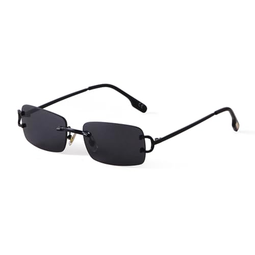 ADEWU Sonnenbrille Retro Vintage Brille Randlos UV Schutz Schmale Rechteckige Sonnenbrille Herren Damen Unisex von ADEWU