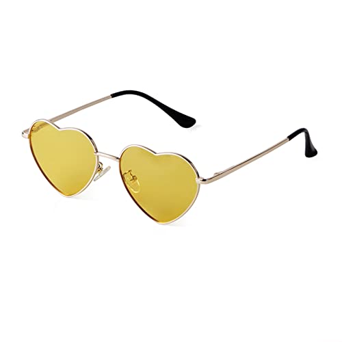 ADEWU Polarisierte Sonnenbrille Herzform Party Brille Herz Brille Vintage Ultra-Leicht Metall Rahmen für Valentinstag von ADEWU