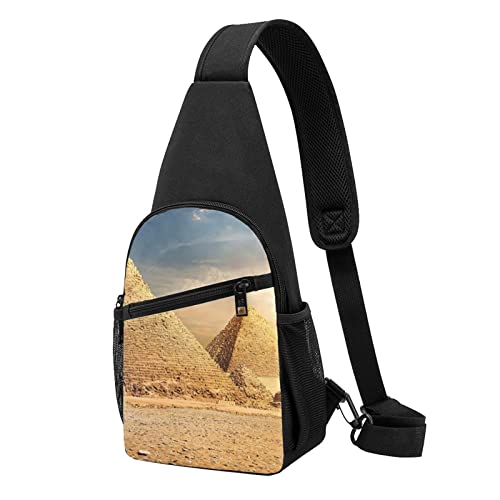 Ägyptische Pyramide In Wüste Lässige Eine Schulter Kreuz Körper Brust Tasche Brieftasche Telefon Tasche Männer Crossbody Tasche Reise Walking Taille Tasche, Schwarz , Einheitsgröße von ADFSHIDS