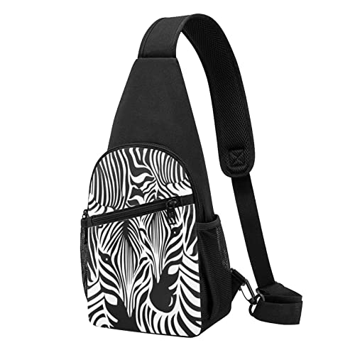 Abstrakte Tier Zebra Casual Eine Schulter Kreuz Körper Brust Tasche Brieftasche Telefon Tasche Männer Crossbody Tasche Reise Walking Taille Tasche, Schwarz , Einheitsgröße von ADFSHIDS