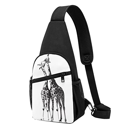 Afrikanische Giraffe Casual Eine Schulter Kreuz Körper Brust Tasche Brieftasche Telefon Tasche Männer Crossbody Tasche Reise Walking Taille Tasche, Schwarz , Einheitsgröße von ADFSHIDS