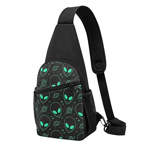 Aliens Casual Eine Schulter Crossbody Brust Tasche Brieftasche Telefon Tasche Männer Crossbody Tasche Reise Walking Taille Tasche, Schwarz , Einheitsgröße von ADFSHIDS