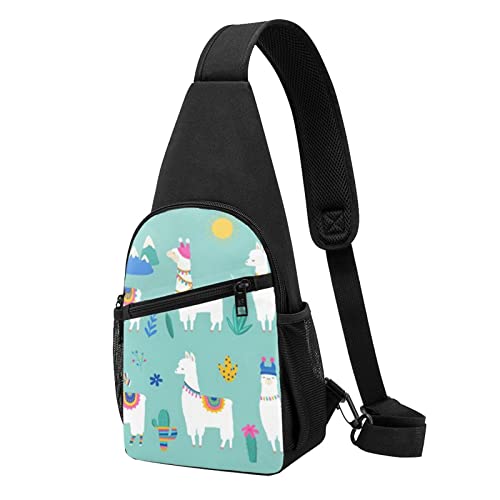 Alpaka Llama Casual One Shoulder Cross Body Brusttasche Brieftasche Handytasche Herren Crossbody Tasche Reise Walking Hüfttasche, Schwarz , Einheitsgröße von ADFSHIDS