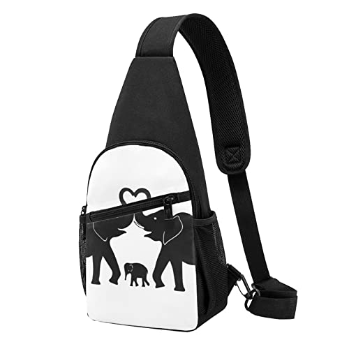 Alter Elefant Und Junger Elefant Lässig Eine Schulter Kreuz Körper Brust Tasche Brieftasche Telefon Tasche Männer Crossbody Tasche Reise Walking Taille Tasche, Schwarz , Einheitsgröße von ADFSHIDS