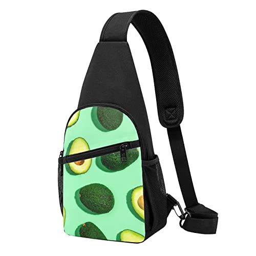 Avocado Obst Casual Eine Schulter Kreuz Körper Brust Tasche Brieftasche Telefon Tasche Männer Crossbody Tasche Reise Walking Taille Tasche, Schwarz , Einheitsgröße von ADFSHIDS