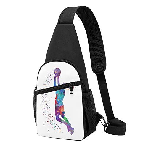 Basketball Mädchen Muster Lässig Eine Schulter Kreuz Körper Brust Tasche Brieftasche Telefon Tasche Männer Crossbody Tasche Reise Walking Taille Tasche, Schwarz , Einheitsgröße von ADFSHIDS