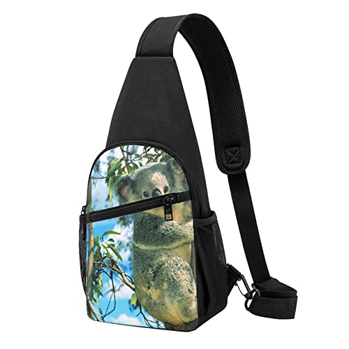 Bear Koala Casual One Shoulder Cross Body Chest Bag Wallet Phone Bag Men'S Cross Body Bag Travel Walking Waist Bag, Schwarz , Einheitsgröße von ADFSHIDS