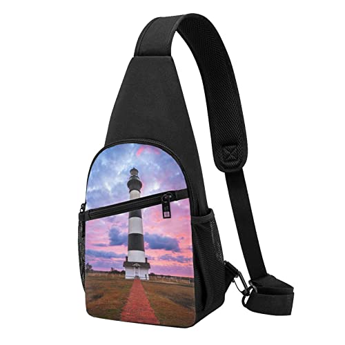 Beauty Lighthouse Casual One Shoulder Cross Body Brusttasche Brieftasche Handytasche Herren Crossbody Tasche Reise Walking Taille Tasche, Schwarz , Einheitsgröße von ADFSHIDS