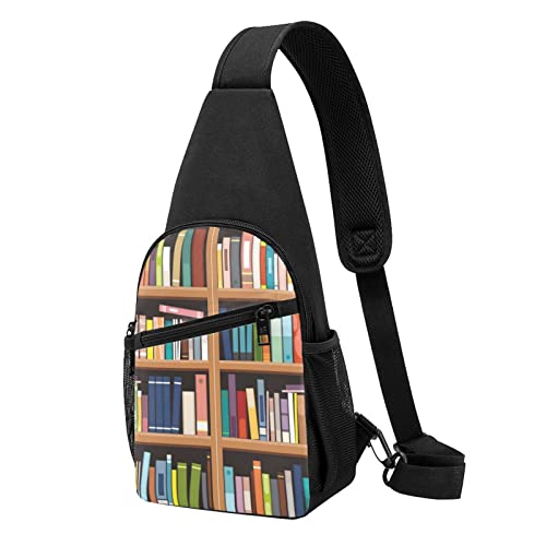 Bibliothek Bücherregal Casual Eine Schulter Kreuz Körper Brust Tasche Brieftasche Telefon Tasche Männer Crossbody Tasche Reise Walking Taille Tasche, Schwarz , Einheitsgröße, Utility von ADFSHIDS