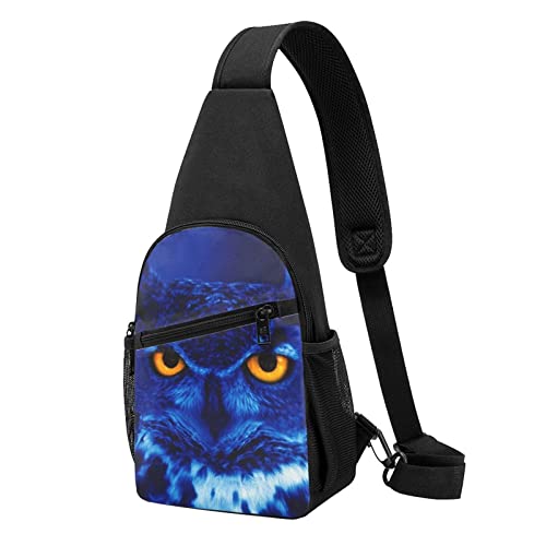 Blaue Eule Casual Eine Schulter Kreuz Körper Brust Tasche Brieftasche Telefon Tasche Männer Crossbody Tasche Reise Walking Taille Tasche, Schwarz , Einheitsgröße von ADFSHIDS