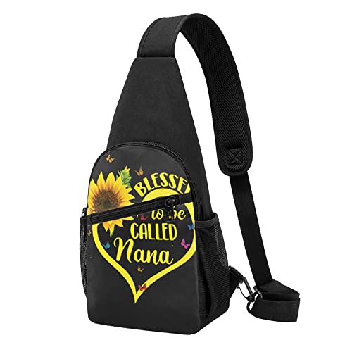 Blessed To Be Called Sunflower Casual One Shoulder Cross Body Chest Bag Wallet Phone Bag Men'S Cross Body Bag Travel Walking Waist Bag, Schwarz , Einheitsgröße von ADFSHIDS