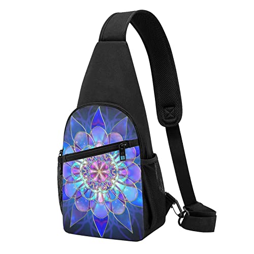 Bohemian Lotus Flower Casual One Shoulder Cross Body Chest Bag Wallet Phone Bag Men'S Cross Body Bag Travel Walking Waist Bag, Schwarz , Einheitsgröße von ADFSHIDS