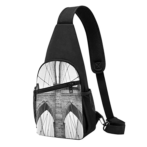 Brooklyn Bridge Casual One Shoulder Cross Body Brusttasche Brieftasche Handytasche Herren Crossbody Tasche Reise Walking Hüfttasche, Schwarz , Einheitsgröße von ADFSHIDS