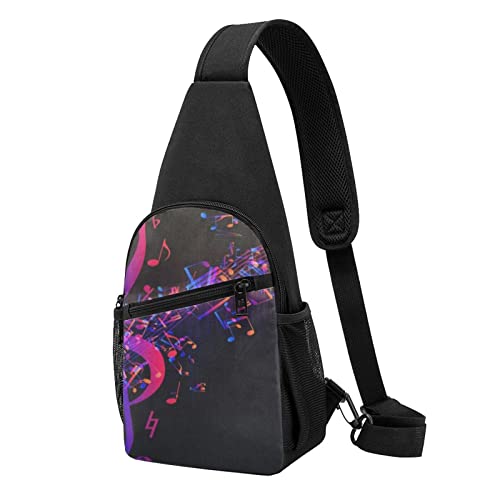 Bunte Galaxy Musik Note Casual Eine Schulter Kreuz Körper Brust Tasche Brieftasche Telefon Tasche Männer Crossbody Tasche Reise Wandern Taille Tasche, Schwarz , Einheitsgröße von ADFSHIDS