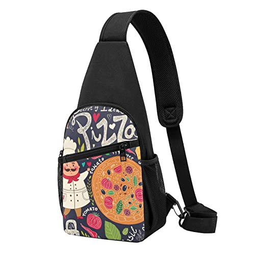 Chef Pizza Casual One Shoulder Cross Body Chest Bag Wallet Phone Bag Men'S Cross Body Bag Travel Walking Waist Bag, Schwarz , Einheitsgröße von ADFSHIDS