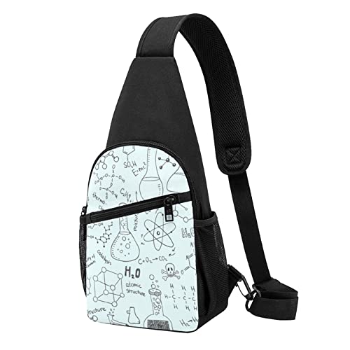 Chemie Druck Casual Eine Schulter Kreuz Körper Brust Tasche Brieftasche Telefon Tasche Männer Crossbody Tasche Reise Walking Taille Tasche, Schwarz , Einheitsgröße von ADFSHIDS