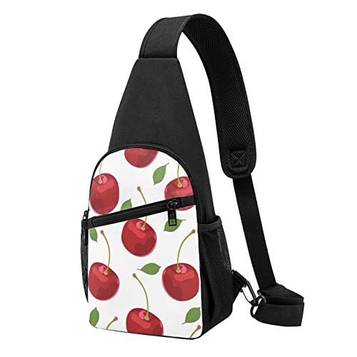 Cherry Fruit Casual One Shoulder Cross Body Brust Tasche Brieftasche Telefon Tasche Herren Crossbody Tasche Reise Walking Taille Tasche, Schwarz , Einheitsgröße von ADFSHIDS