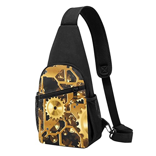 Clock Gear Casual One Shoulder Cross Body Chest Bag Wallet Phone Bag Men'S Cross Body Bag Travel Walking Waist Bag, Schwarz , Einheitsgröße von ADFSHIDS