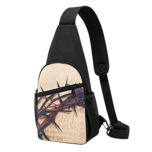 Crown Of Thorns Casual One Shoulder Cross Body Chest Bag Wallet Phone Bag Men'S Cross Body Bag Travel Walking Waist Bag, Schwarz , Einheitsgröße von ADFSHIDS