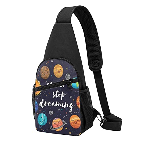 Cute Planet Casual One Shoulder Cross Body Brusttasche Brieftasche Handytasche Herren Umhängetasche Reise Walking Taille Tasche, Schwarz , Einheitsgröße von ADFSHIDS