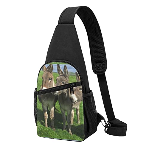 Donkey On Green Meadow Casual One Shoulder Cross Body Chest Bag Wallet Phone Bag Men'S Cross Body Bag Travel Walking Waist Bag, Schwarz , Einheitsgröße von ADFSHIDS