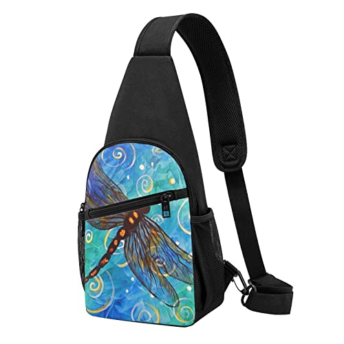 Dragonfly Casual One Shoulder Cross Body Chest Bag Wallet Phone Bag Men'S Cross Body Bag Travel Walking Waist Bag, Schwarz , Einheitsgröße von ADFSHIDS