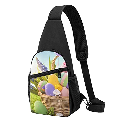 Easter Eggs Casual One Shoulder Cross Body Chest Bag Wallet Phone Bag Men'S Cross Body Bag Travel Walking Waist Bag, Schwarz , Einheitsgröße von ADFSHIDS