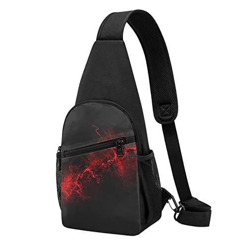 Explosion Burst Rot Schwarz Lässig Eine Schulter Kreuz Körper Brust Tasche Brieftasche Telefon Tasche Männer Crossbody Tasche Reise Walking Taille Tasche, Schwarz , Einheitsgröße von ADFSHIDS