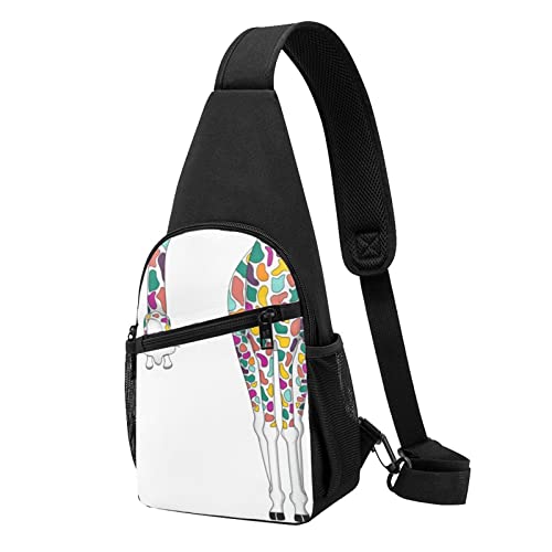 Farbige Giraffe Casual Eine Schulter Kreuz Körper Brust Tasche Brieftasche Telefon Tasche Männer Crossbody Tasche Reise Wandern Taille Tasche, Schwarz , Einheitsgröße von ADFSHIDS