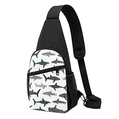 Fisch Und Hai Lässige Eine Schulter Kreuz Körper Brust Tasche Brieftasche Telefon Tasche Männer Crossbody Tasche Reise Walking Taille Tasche, Schwarz , Einheitsgröße von ADFSHIDS